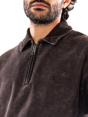 Carhartt WIP Lambert Polo Sweat Tobacco Moon Wash - Felpa Polo Uomo Marrone<BR/><BR/><BR/><BR/> I037105 47FQ CARHARTT WIP 