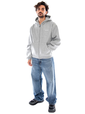 HOODED EBBERT JACKET GREY HEATHER / WHITE - Felpa con Cappuccio e Zip Uomo Grigia I037114 00DXX CARHARTT WIP 
