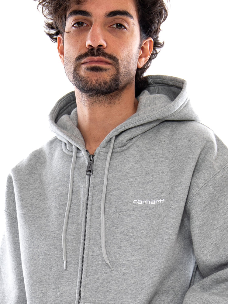 HOODED EBBERT JACKET GREY HEATHER / WHITE - Felpa con Cappuccio e Zip Uomo Grigia I037114 00DXX CARHARTT WIP 