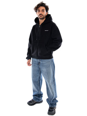 Hooded Ebbert Jacket Black / White - Felpa con Cappuccio Uomo Nera I037114 0D2XX CARHARTT WIP 