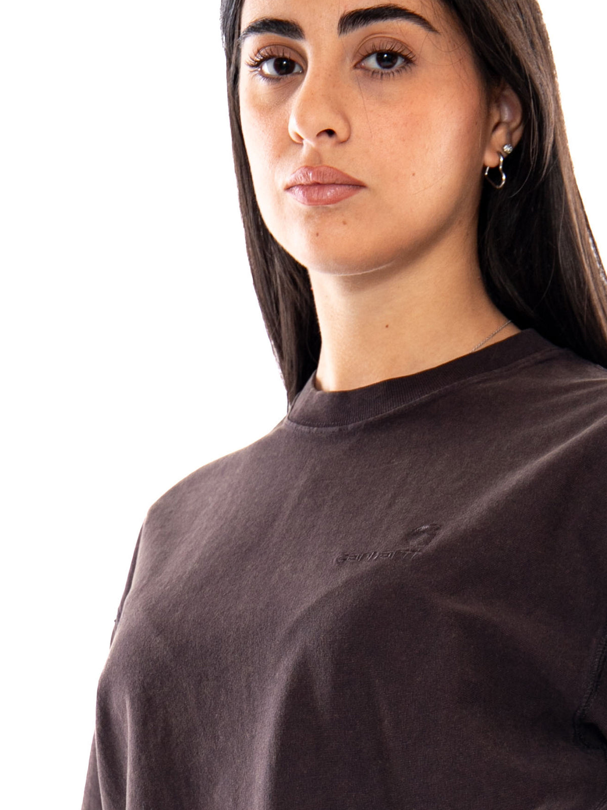 Carhartt WIP W' S/S Lambert T-Shirt Tobacco Moon Wash - T-shirt Donna Marrone I037169 47FQ CARHARTT WIP 
