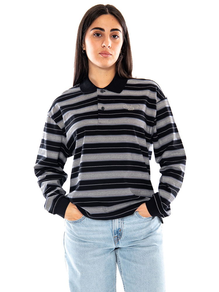 Carhartt WIP W' L/S Bronson Polo Black - Polo Donna a Maniche Lunghe Nera Multicolore I037172 3UIXX CARHARTT WIP 