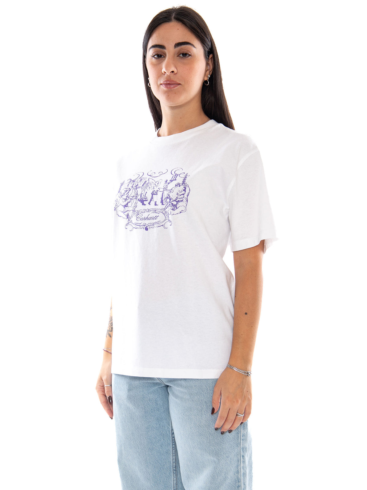 Carhartt WIP W' S/S Chez WIP T-Shirt White Stone Washed - T-Shirt Donna Bianca I037212 0206 CARHARTT WIP 