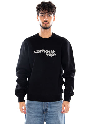 WIRELESS SWEAT BLACK / WHITE - Felpa Girocollo Uomo Nera I037279 K02XX CARHARTT WIP 