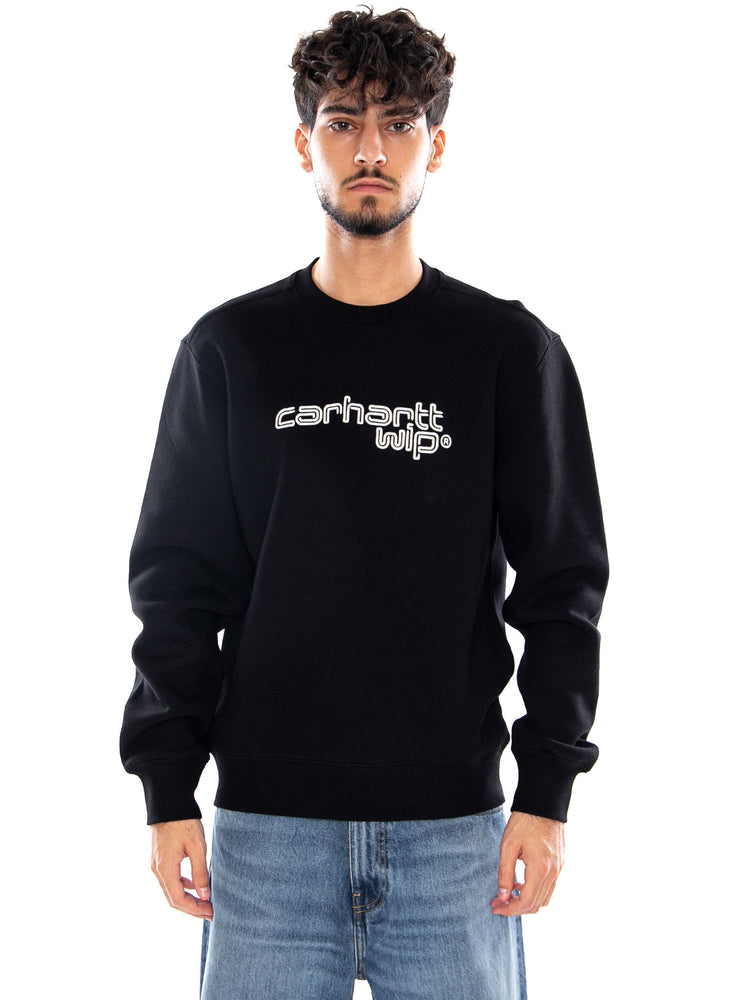WIRELESS SWEAT BLACK / WHITE - Felpa Girocollo Uomo Nera I037279 K02XX CARHARTT WIP 