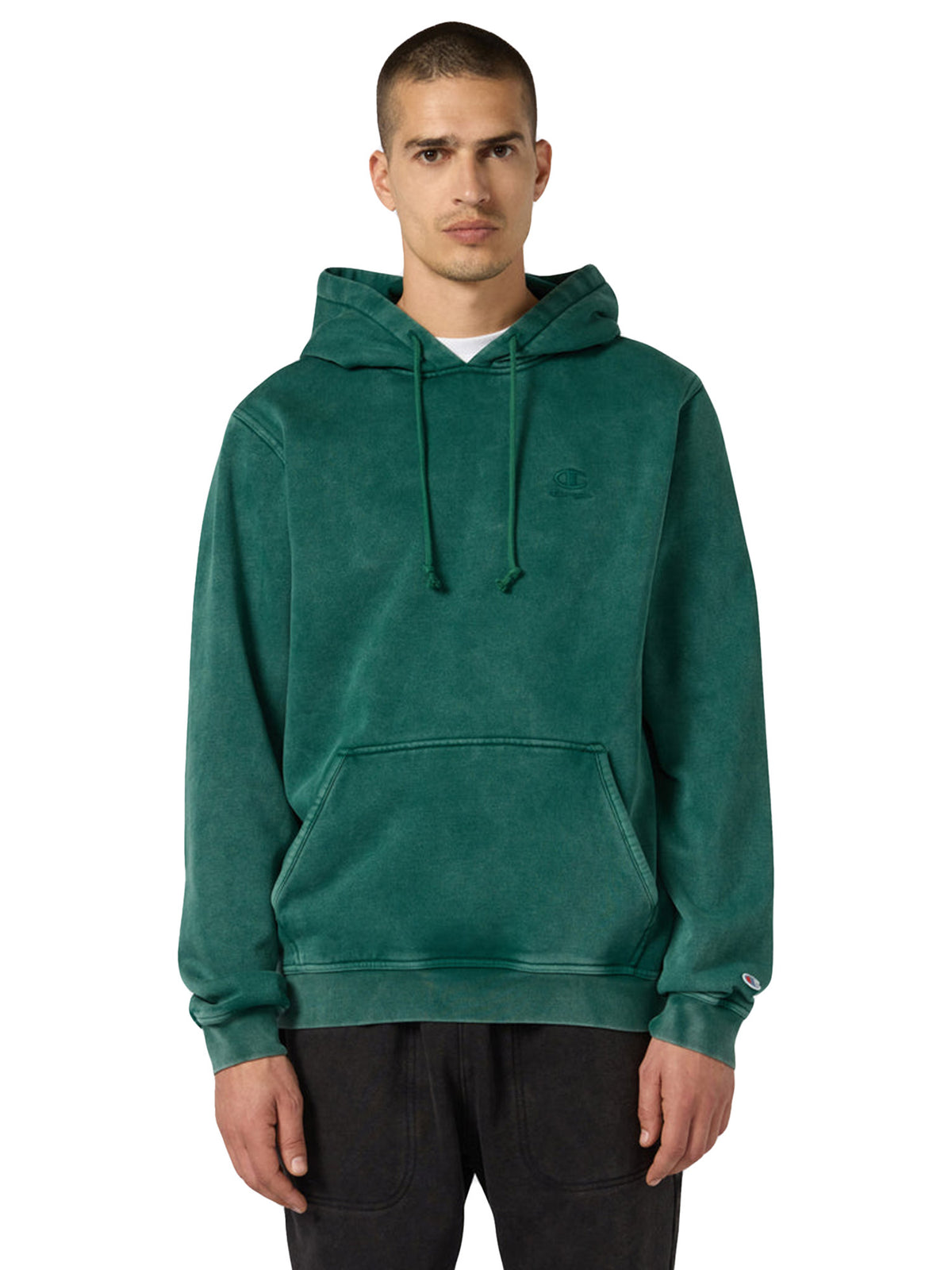HOODED SWEATSHIRT FADED GREEN - Felpa con Cappuccio Uomo Verde 221571 GS584 CHAMPION 