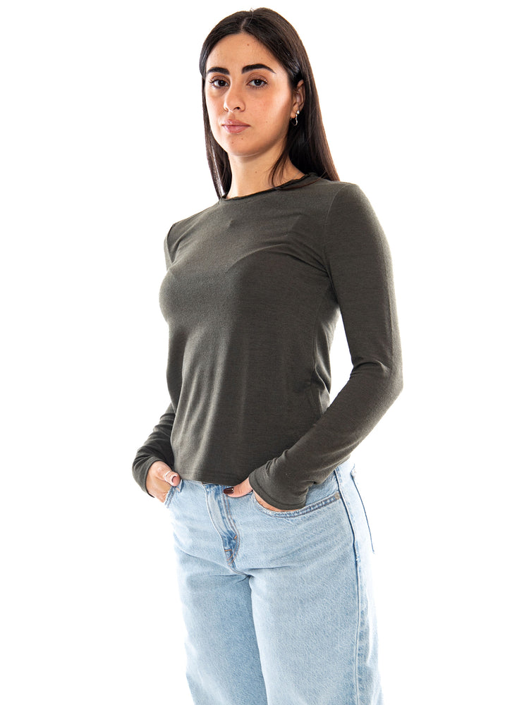 Compania Fantastica T-Shirt Basic Green Brand - Maglia Donna a Maniche Lunghe Verde 63C/11090 MLT COMPANIA FANTASTICA 