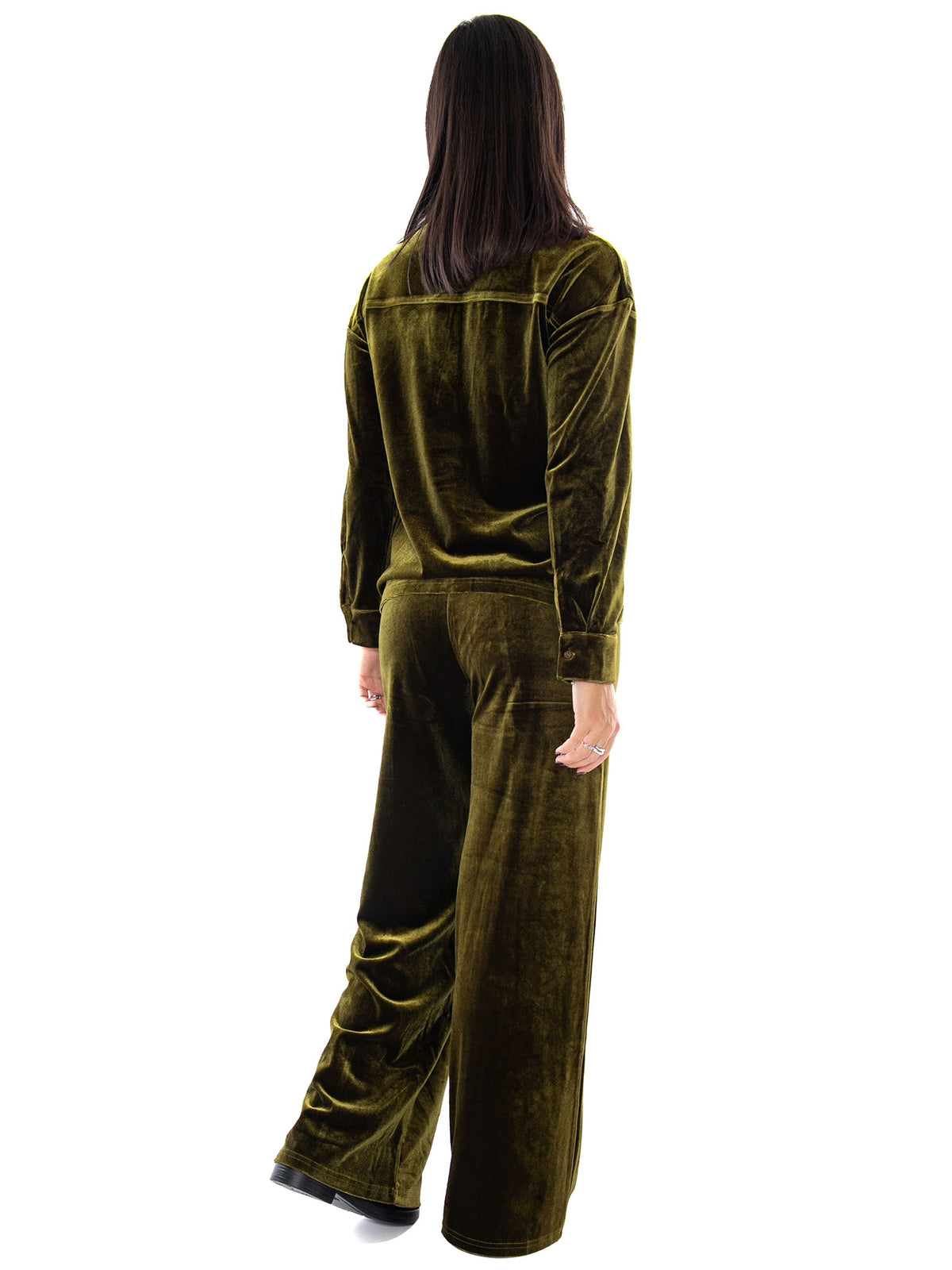 Compania Fantastica Pantalón de Terciopelo Verde Oliva Green - Pantaloni Donna in Velluto Verde Oliva 64C/11111 GRN COMPANIA FANTASTICA 