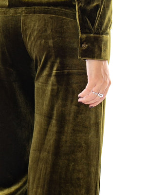Compania Fantastica Pantalón de Terciopelo Verde Oliva Green - Pantaloni Donna in Velluto Verde Oliva 64C/11111 GRN COMPANIA FANTASTICA 