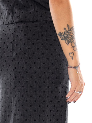 Compania Fantastica Falda Midi Tweed con Punto Negro Black - Gonna Midi Donna Nera in Tweed<BR/><BR/> 64C/11148 BLK COMPANIA FANTASTICA 