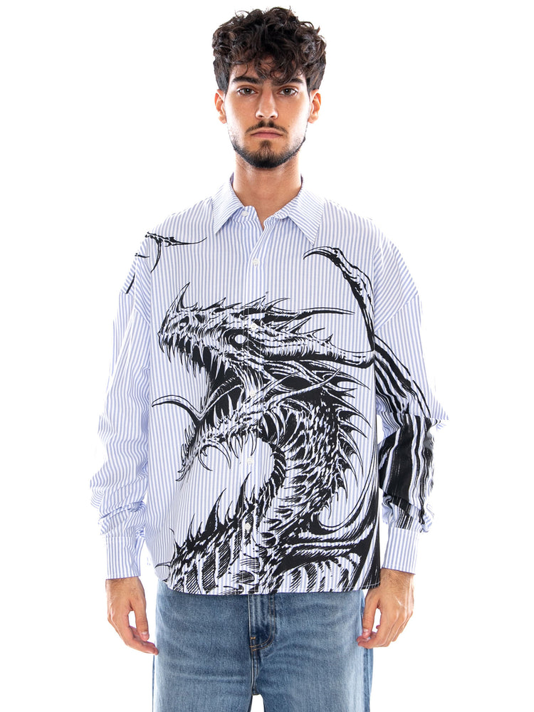 SHARD DRAGON LONG SLEEVES SHIRT BLACK - Camicia Uomo Nera SH1313 CI DOLLY NOIRE 