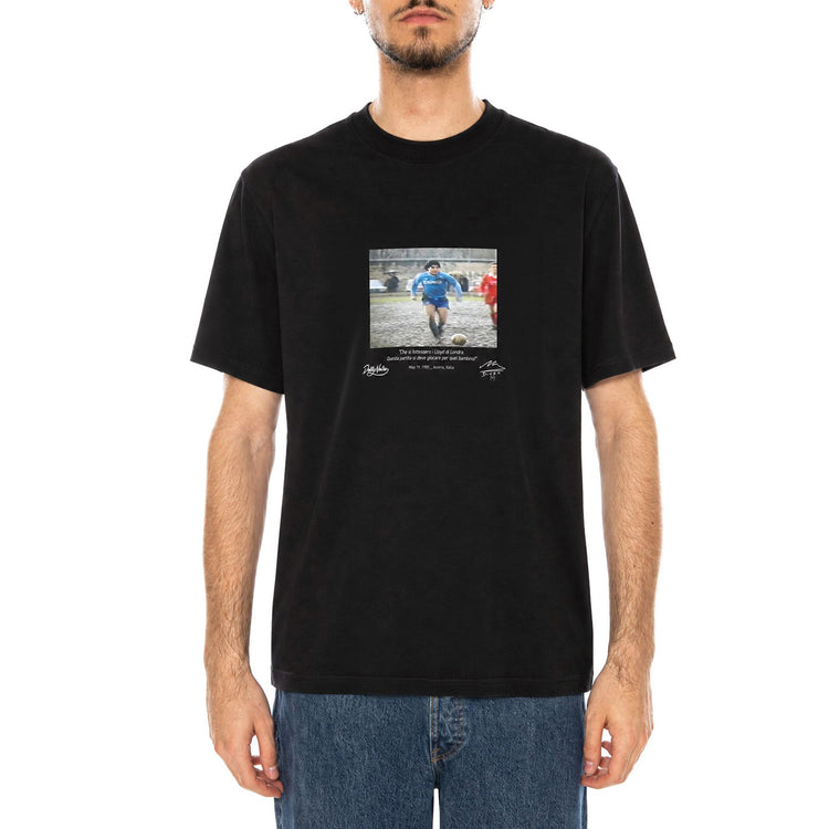 "Partita del Fango" Tee Black - Maglietta Maradoa Girocollo Uomo Nera TS1367 T4-01 DOLLY NOIRE 