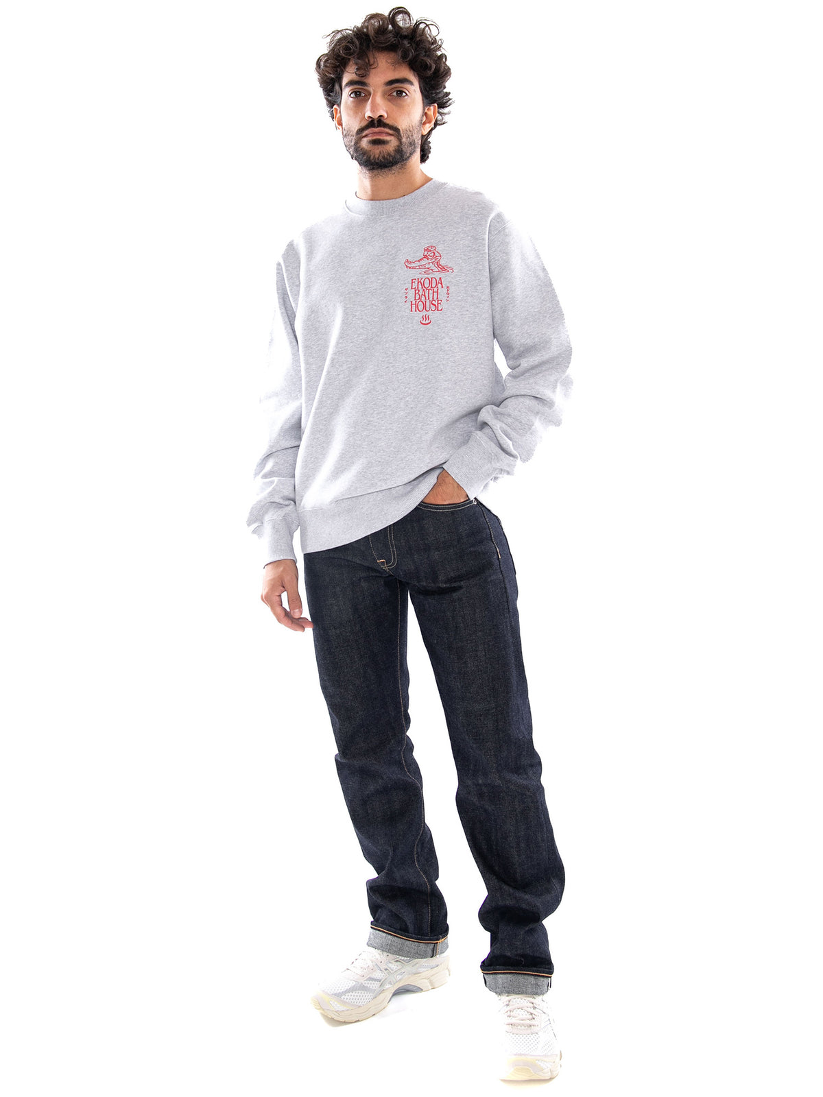 Edwin Ekoda Bath House Sweat Grey Marl - Felpa Uomo Grigia I037413 DF.67 EDWIN 
