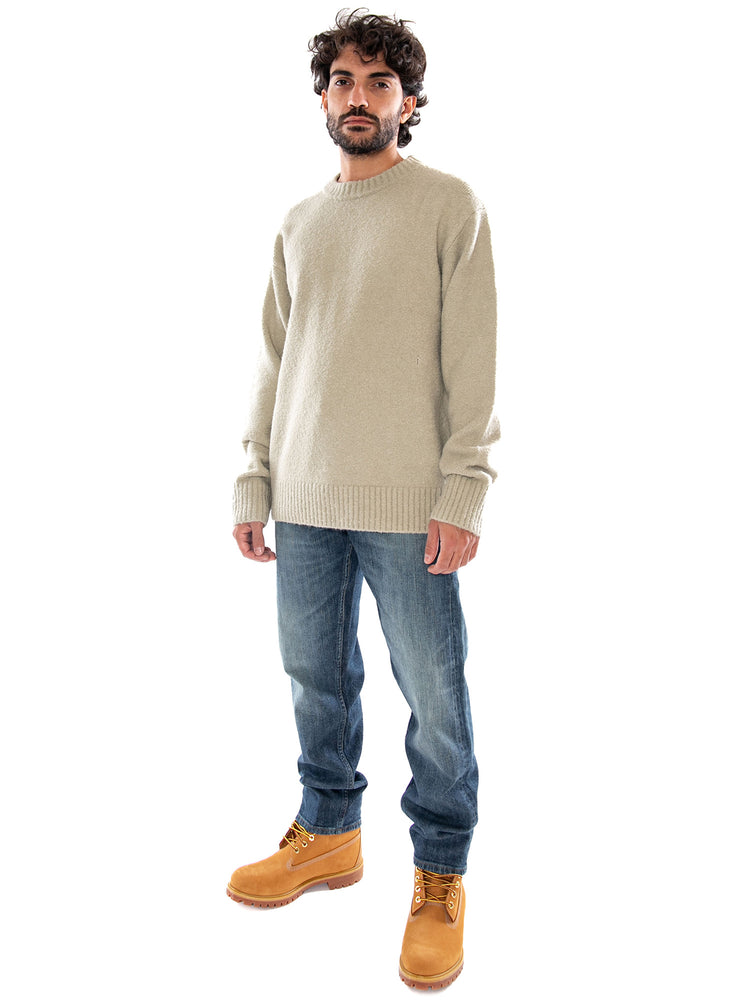 Elvine Assar Knit White Moss - Maglione Uomo Girocollo Bianco e Verde Chiaro 331707 080 ELVINE 