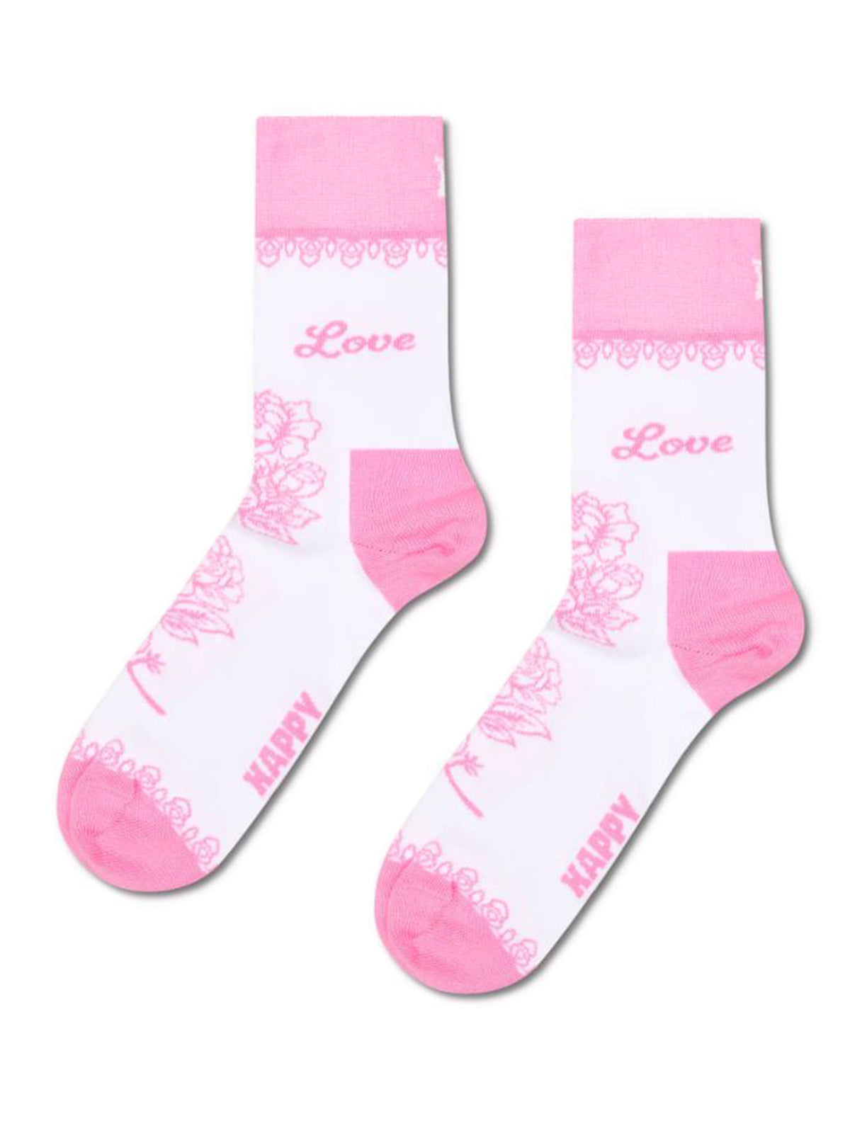 Happy Socks Love Short Crew Sock White - Calzini Corti Bianchi<BR/><BR/> P006945 WHITE HAPPY SOCKS 