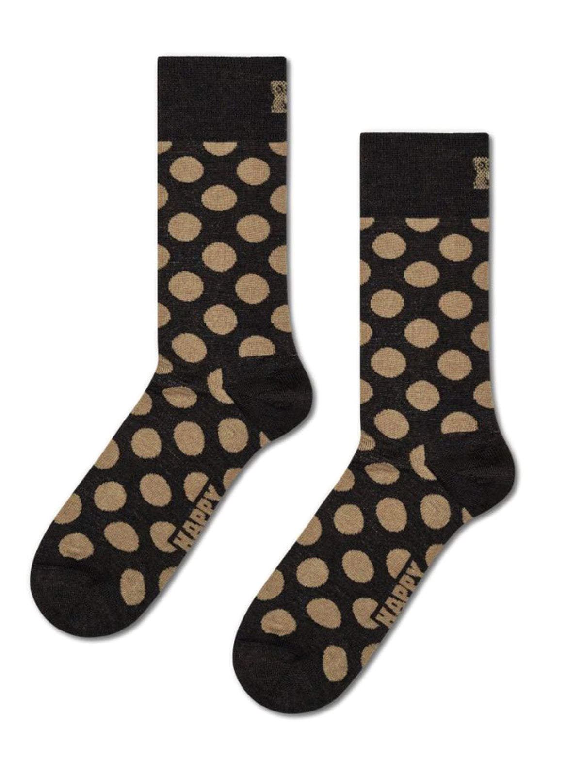 Happy Socks Big Dot Wool Sock Black - Calzini in Lana Neri a Pois P007042 BLACK HAPPY SOCKS 