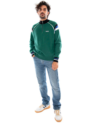 GREEN BREEZE ZIP CREW GREEN - Felpa con Zip Uomo Verde AT006 1910 KAOTIKO 
