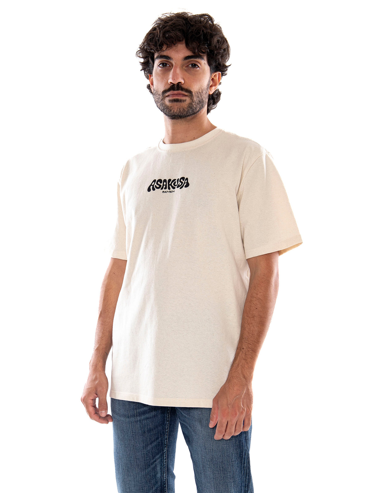 Kaotiko S/S Regular Asakusa Ramen Frog Organic Tobacco - T-Shirt Uomo Beige AT061 G002 KAOTIKO 