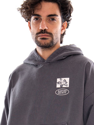 HOODIE OVERSIZE MY OWN DRAMA WASHED GRAY - Felpa con Cappuccio Uomo Grigia AT081 G002 KAOTIKO 