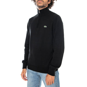 PULLOVER BLACK - Maglione Collo Alto con Zip Uomo Nero AH1980 031 LACOSTE 