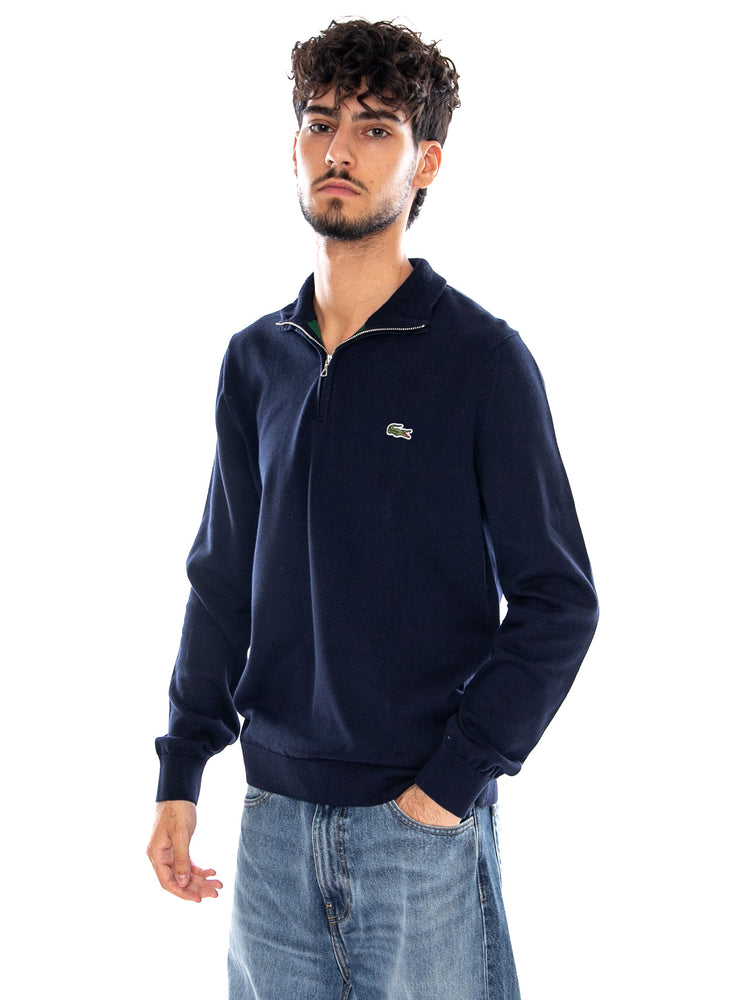 PULLOVER BLUE - Maglione Collo Alto con Zip Uomo Blu AH1980 166 LACOSTE 