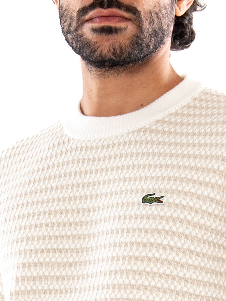 Lacoste Striped Pullover Beige - Maglione Uomo Beige a Righe AH8569 WL6 LACOSTE 