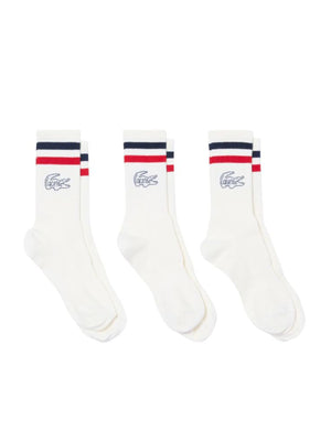 LACOSTE RIBBED SOCKS WHITE - Confezione da 3 Paia di Calzini a Coste Bianchi RA9191 WLI LACOSTE 