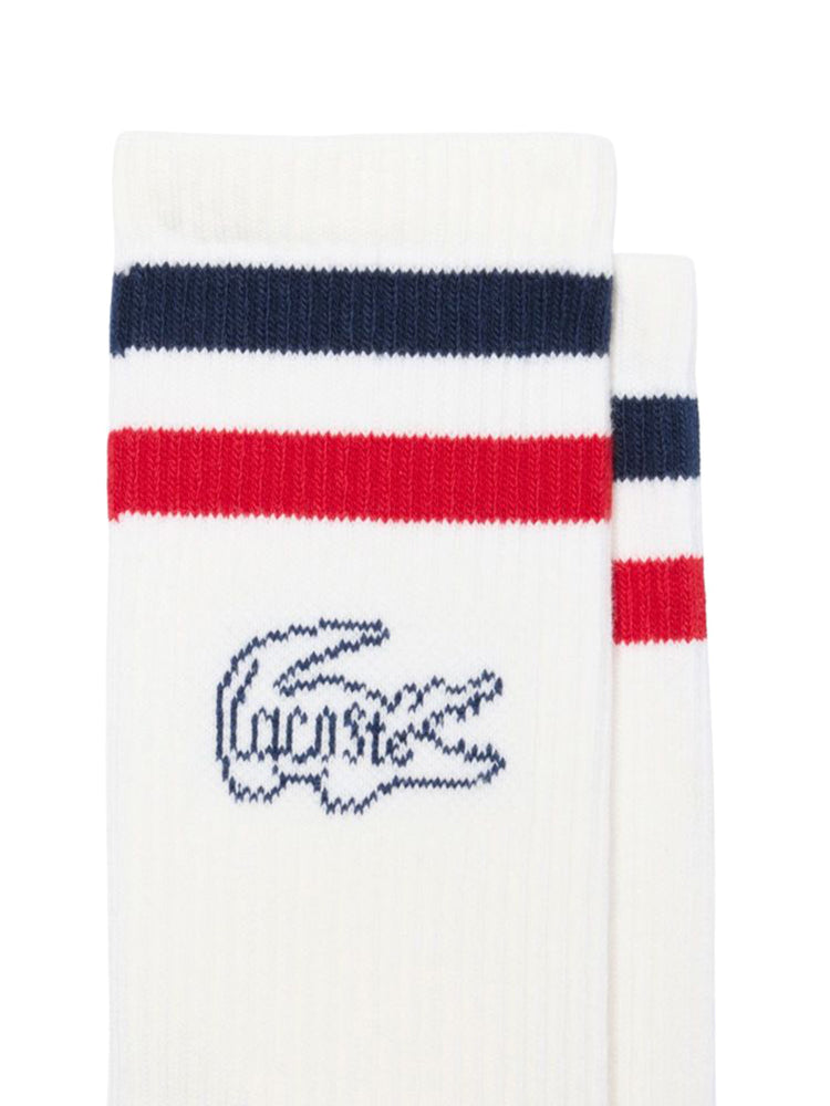 LACOSTE RIBBED SOCKS WHITE - Confezione da 3 Paia di Calzini a Coste Bianchi RA9191 WLI LACOSTE 