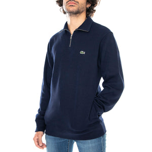 SWEATSHIRT BLUE - Maglione con Collo Alto e Zip Corta Uomo Blu SH1927 166 LACOSTE 