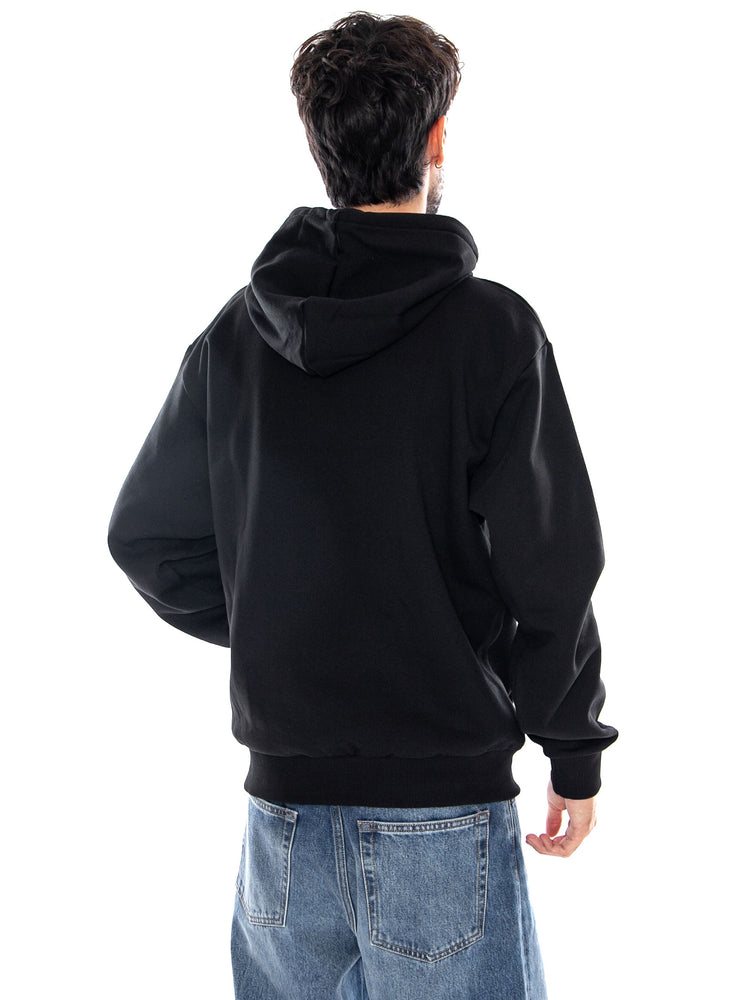 SWEATSHIRT BLACK - Felpa con Cappuccio Uomo Nera SH8863 031 LACOSTE 