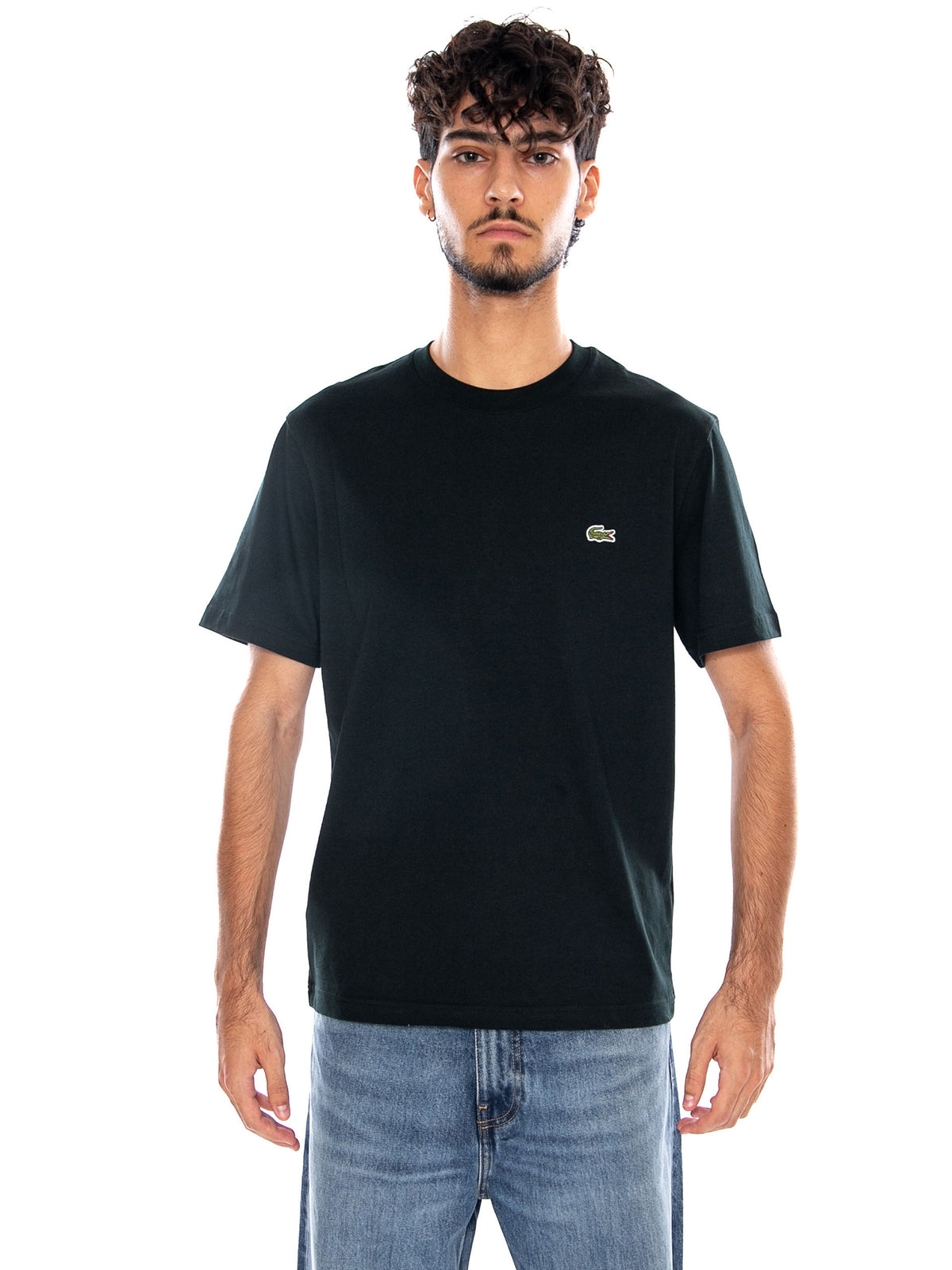 T-SHIRT GREEN - Maglietta Girocollo Uomo Verde TH7318 GJP LACOSTE 