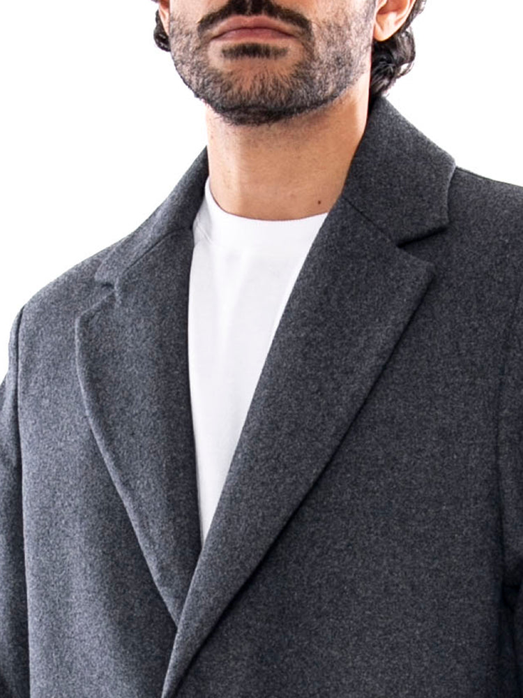 Lee Long Wool Car Coat Heather Grey - Cappotto in Maglieria Uomo Grigio Mélange 112386303 BLK LEE 