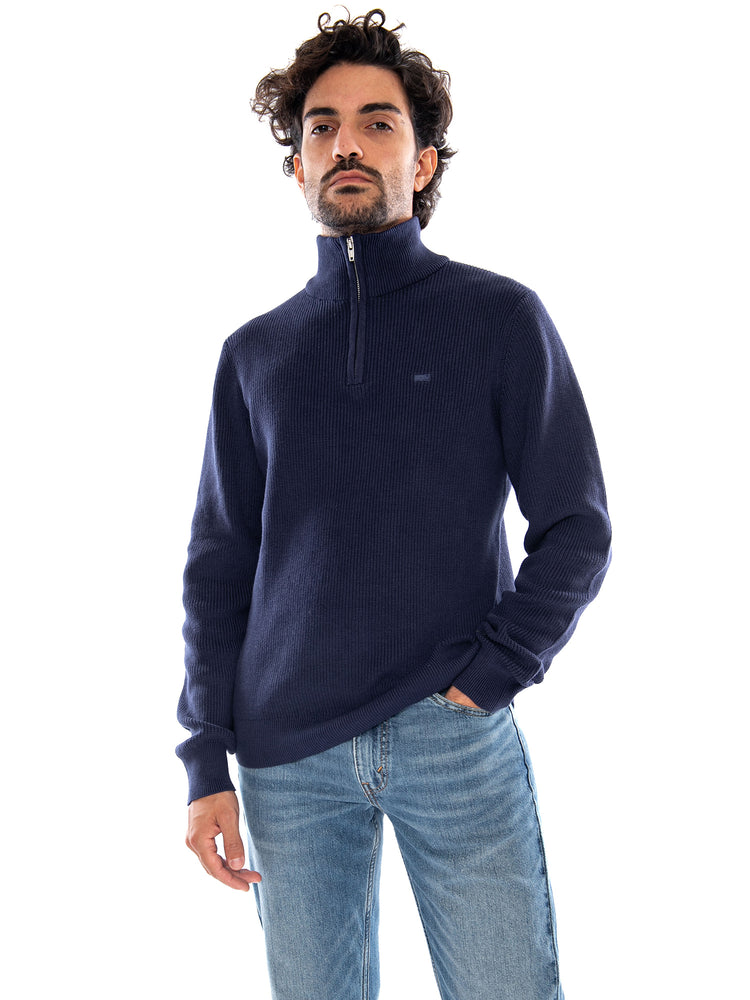 HM QUARTER ZIP SWEATER MID TONE GREY HEA - Maglione con Collo Alto e Zip Corta Uomo Blu 0058U 0000 LEVIS 