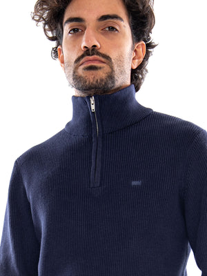 HM QUARTER ZIP SWEATER MID TONE GREY HEA - Maglione con Collo Alto e Zip Corta Uomo Blu 0058U 0000 LEVIS 