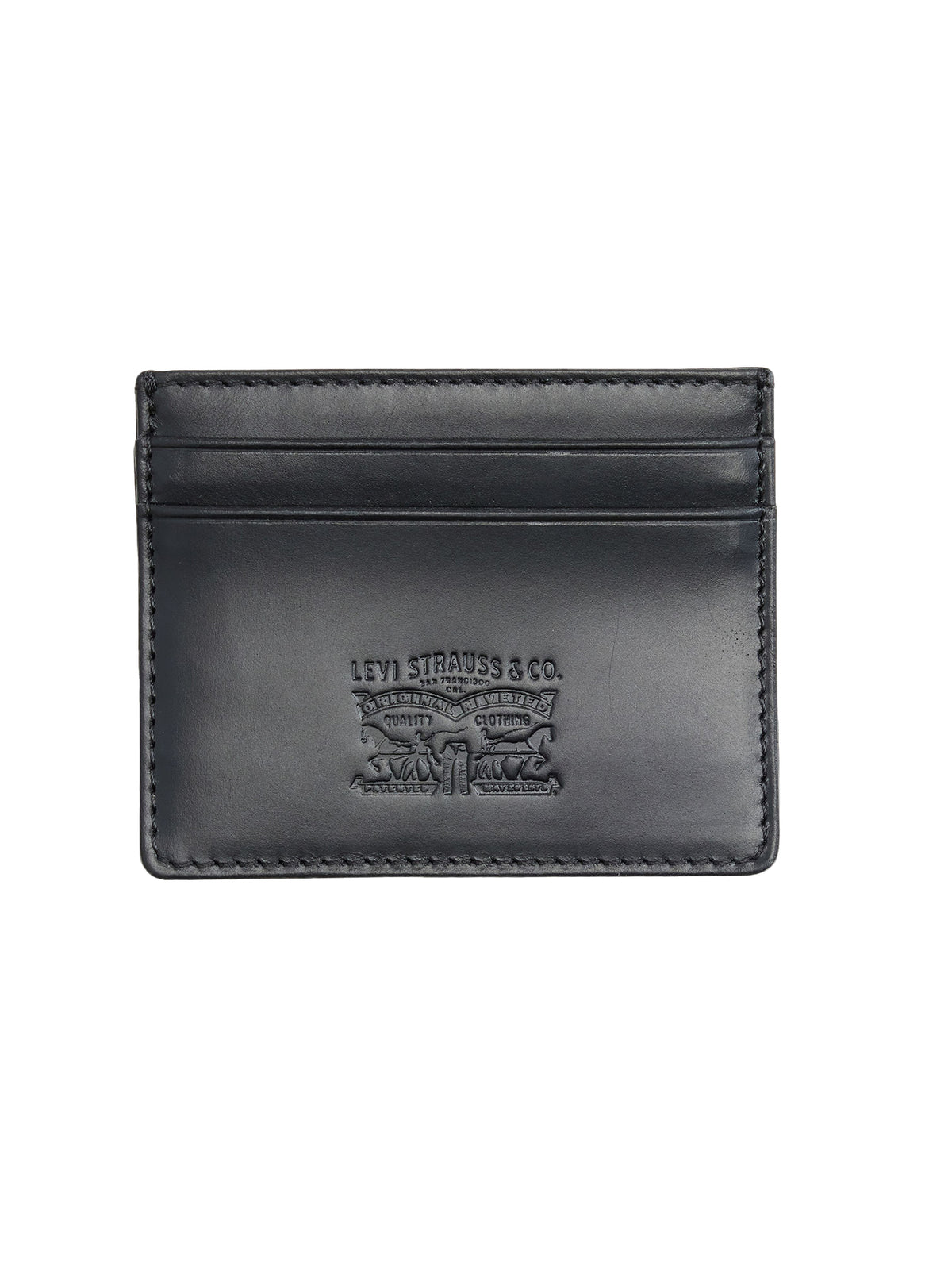 LEVI'S® LEATHER CARD CASE CAVIAR LEATHER BLACK - Portafoglio in Pelle Nero 005H1 0001 LEVIS 