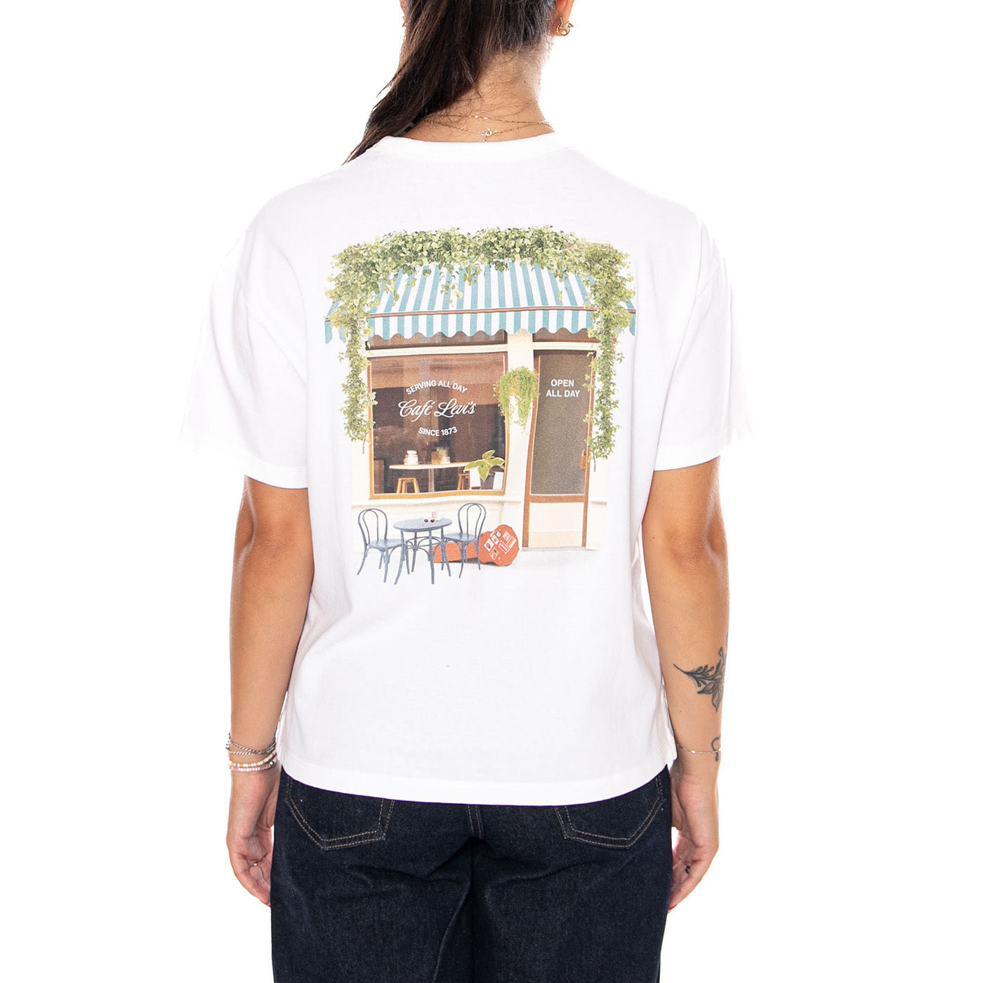 GR VINTAGE TEE CAFE FRONT BRIGHT WHITE G - Maglietta Girocollo Donna Bianca 005OY 0041 LEVIS 
