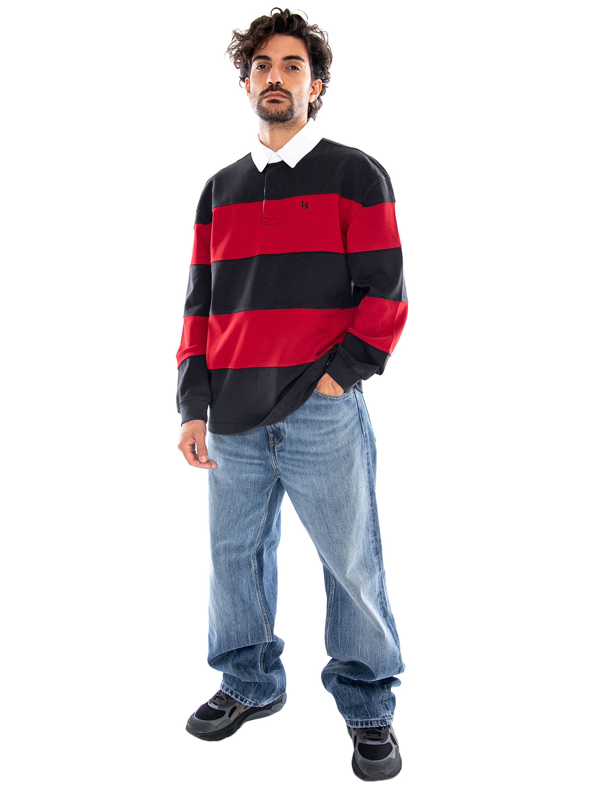 PIECED UNION RUGBY JESSE JET BLACK COLOR - Polo Maniche Lunghe Uomo Multicolore 0087B 0001 LEVIS 