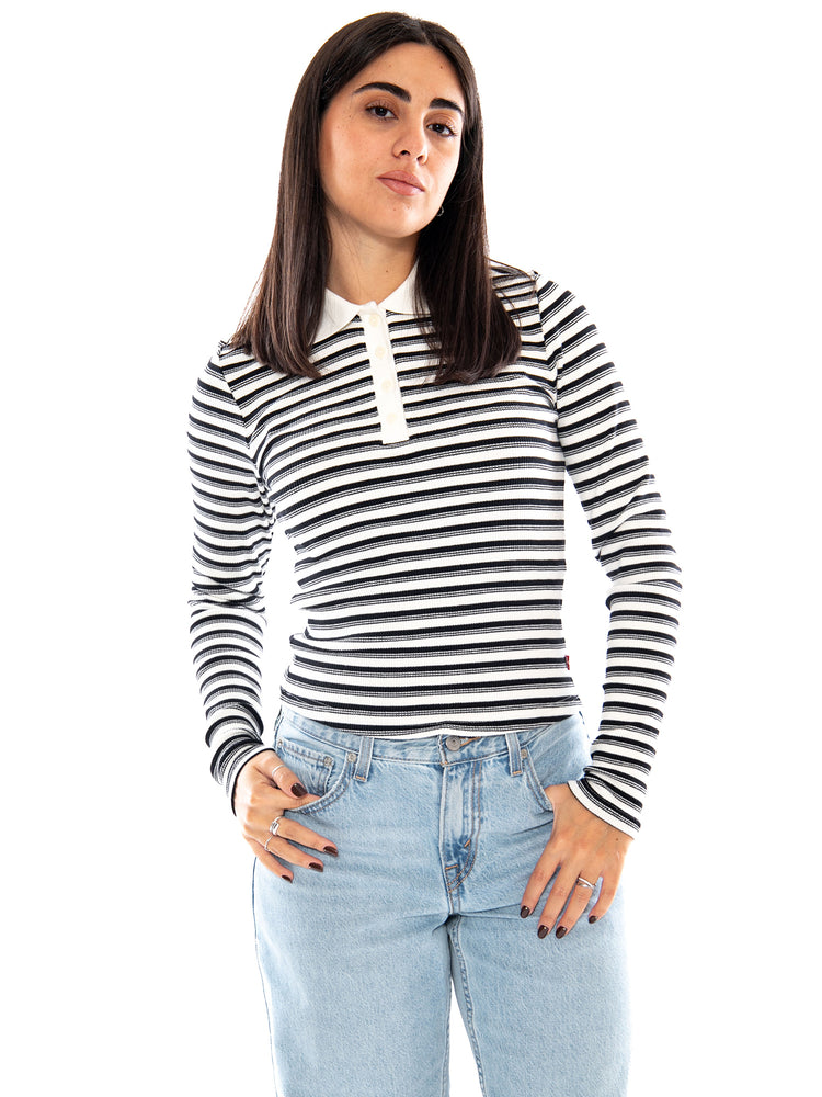 Levi's Rory LS Polo Gigi Stripe Anthracite Night - Polo Donna a Righe Antracite 0087H 0002 LEVIS 