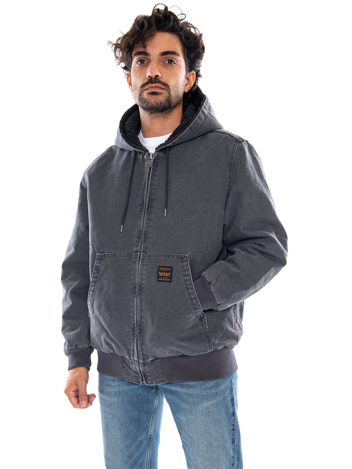 POTRERO DENIM HOODY DUO FADE PERISCOPE S GREY - Giacca con Zip e Cappuccio Uomo Grigia A3222 0022 LEVIS 