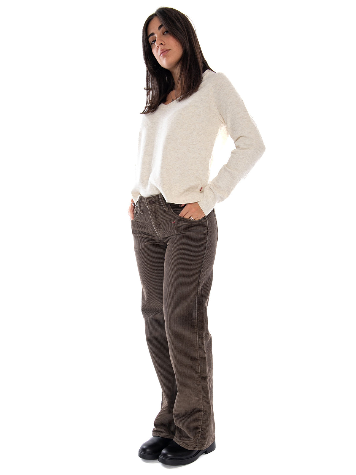 Levi's Low Loose Canteen Corduroy Brown - Pantaloni Donna Marroni in Velluto a Coste A5566 0076 LEVIS 