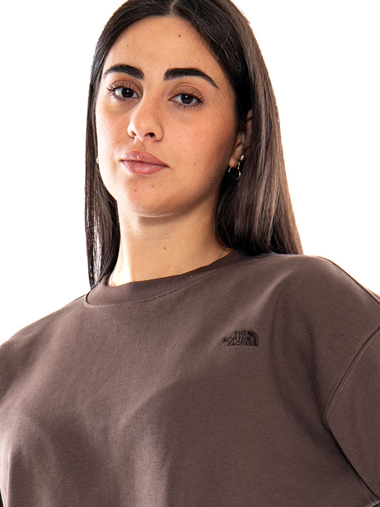 The North Face W ESS SD Boxy OS Crew Smokey Brown - Felpa Donna Marrone NF0A8HBY 1OI1 THE NORTH FACE 