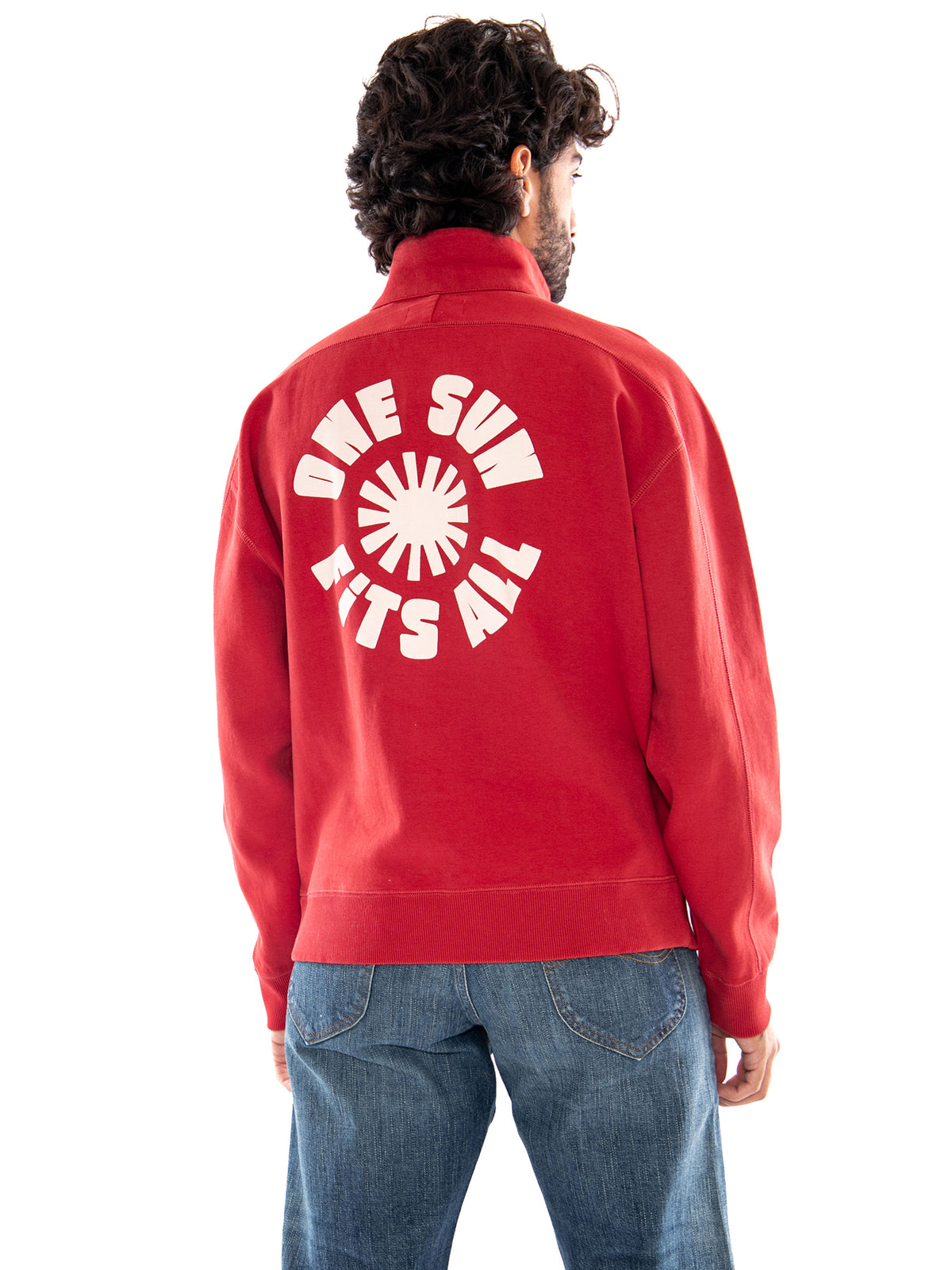 Thinking MU Pipo Sweatshirt Red - Felpa Uomo a Collo Alto con Mezza Zip Rossa MSS00182 RED THINKING MU 