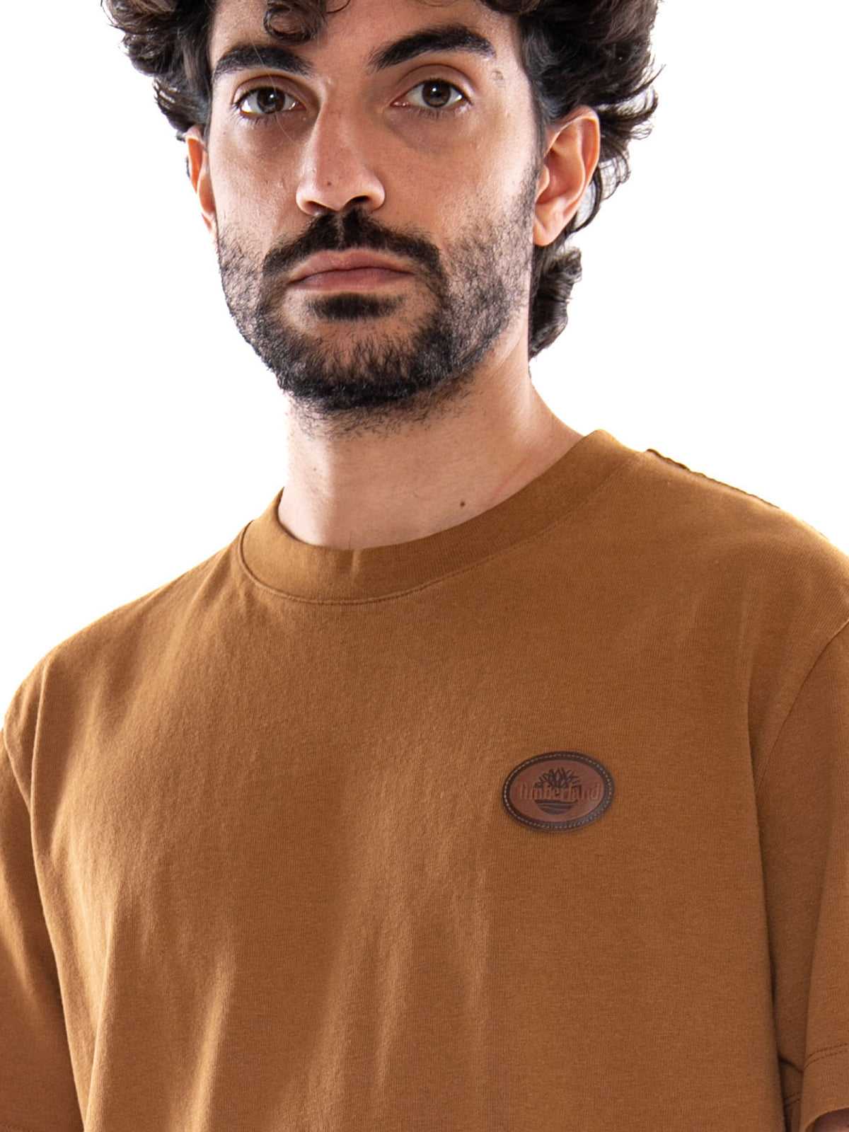 Timberland Leather Badge HW SS Tee Dark Wheat Boot - T-Shirt Uomo Marrone TBC0YHDE EH21 TIMBERLAND 