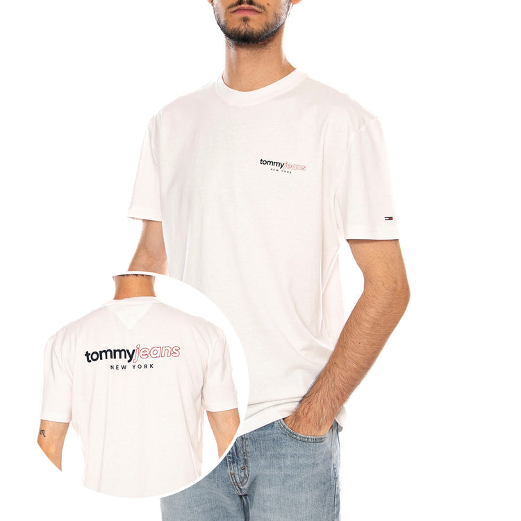TJM REG DNA GRPHC SS T EXT ANCIENT WHITE - Maglietta Girocollo Uomo Bianca DM0DM23375 YBH TOMMY HILFIGER 