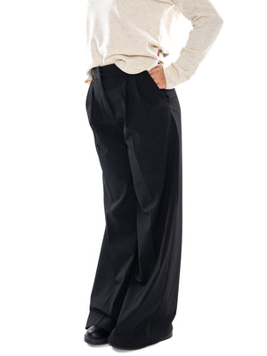Tommy Hilfiger Viscose Blend Wide Leg Black - Pantaloni Donna Neri a Gamba Larga WW0WW51898 BDS TOMMY HILFIGER 