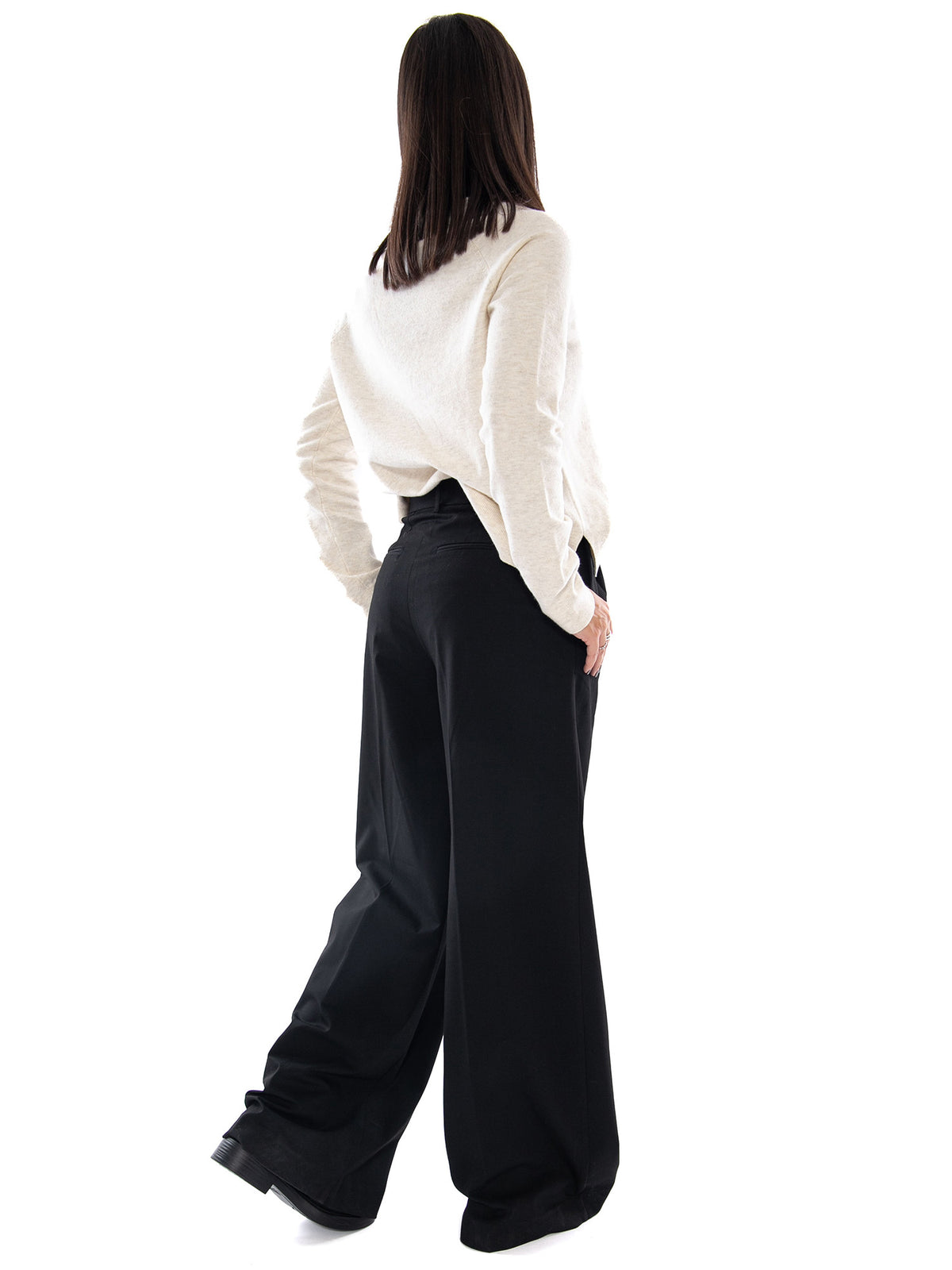 Tommy Hilfiger Viscose Blend Wide Leg Black - Pantaloni Donna Neri a Gamba Larga WW0WW51898 BDS TOMMY HILFIGER 