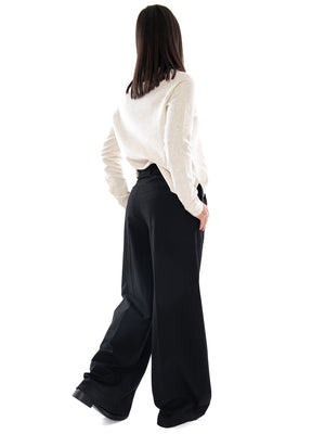 Tommy Hilfiger Viscose Blend Wide Leg Black - Pantaloni Donna Neri a Gamba Larga WW0WW51898 BDS TOMMY HILFIGER 