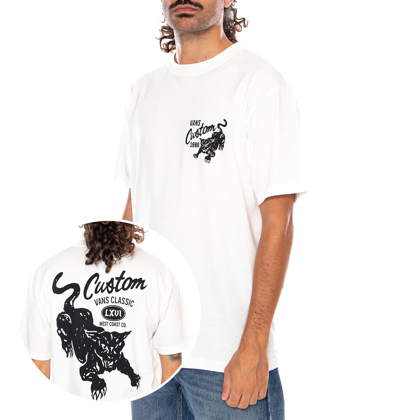 CUSTOM CAT SS TEE WHITE - Maglietta Girocollo Uomo Bianca VN000X2S WHT1 VANS 