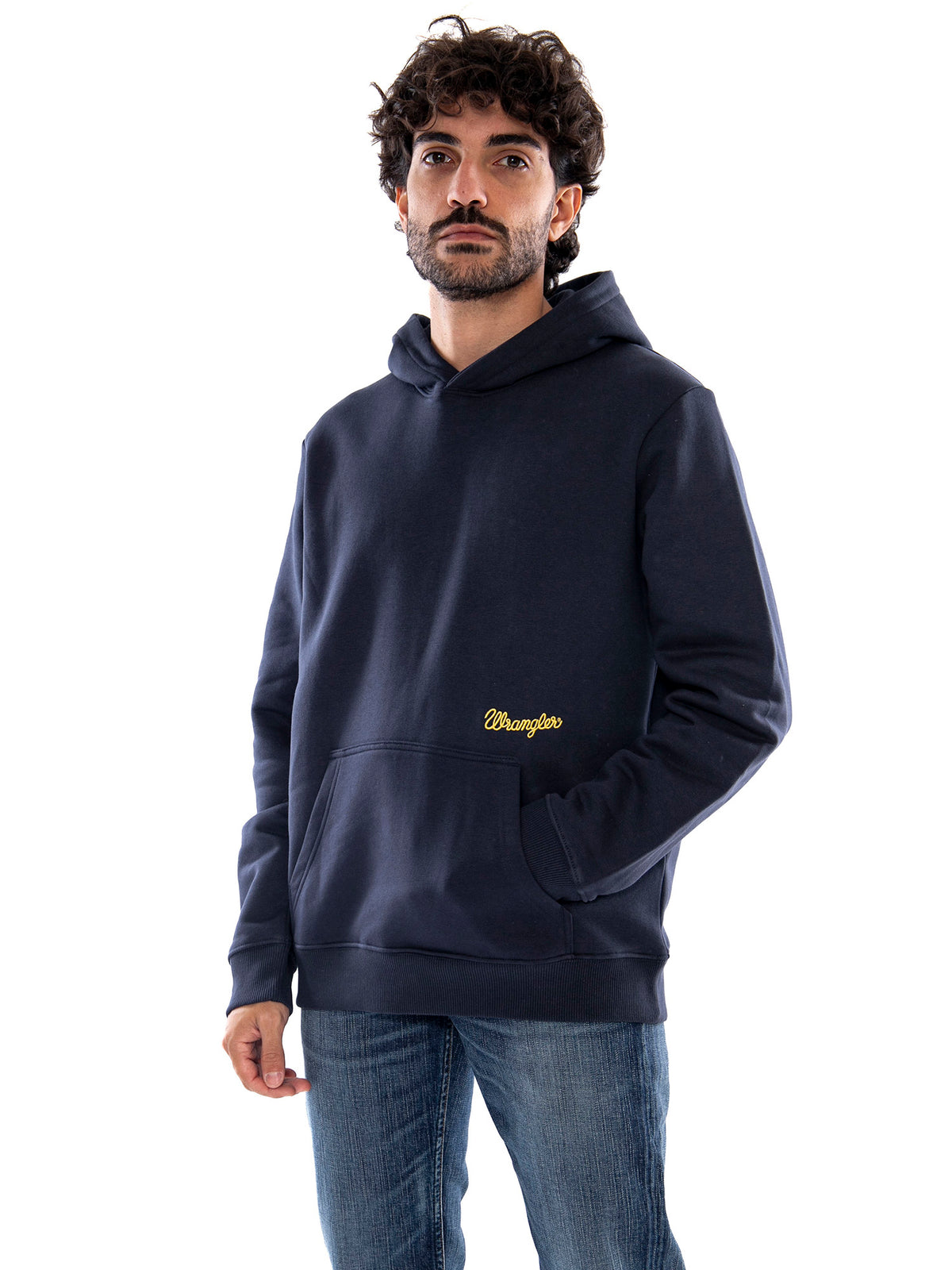 Wrangler Embroidery Hoodie Dark Sapphire Blue - Felpa Uomo con Cappuccio Blu 112387049 BL WRANGLER 