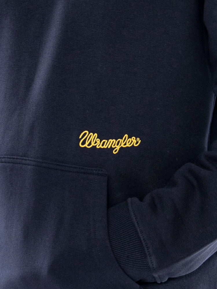 Wrangler Embroidery Hoodie Dark Sapphire Blue - Felpa Uomo con Cappuccio Blu 112387049 BL WRANGLER 